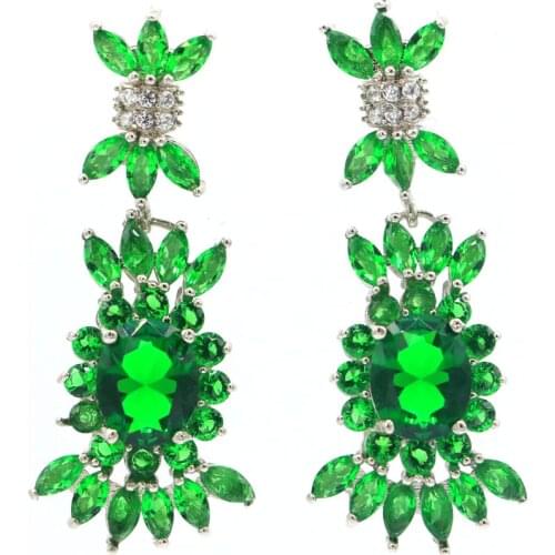 42x17mm New Arrive for Women Cut Created Red Blood Ruby Golden Citrine Zircon Jewelry Wholesale Daily Wear Silver Earrings