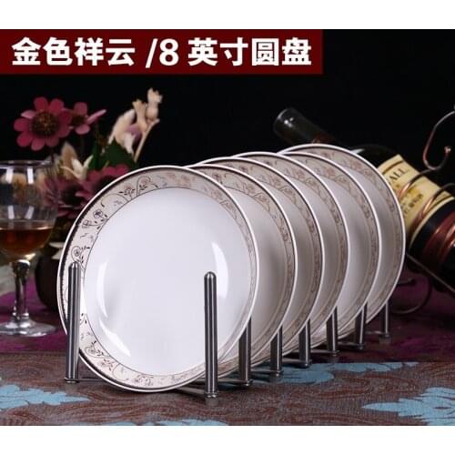 6pcs/set American Dining Room Ceramic Tableware Jingdezhen Bone China Porcelain Dinnerware 8*inch Deep Soup Dishes Sushi Plates