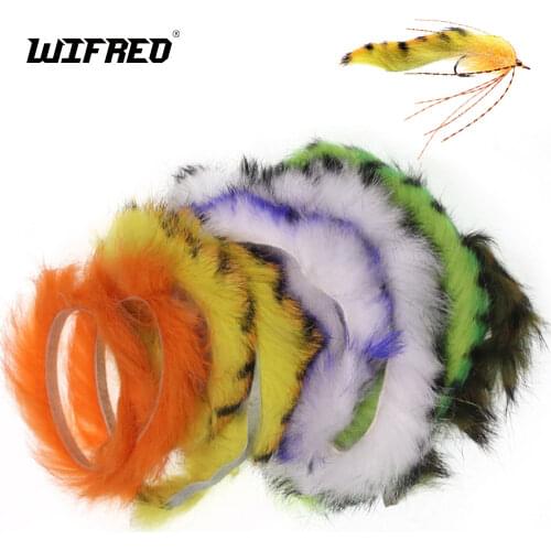 6PCS New 4mm Vertical Cut Rabbit Zonker Strips Orange Blue Tiger Barred Color Fly Tying Material Bunny Muddler / Crayfish Claws