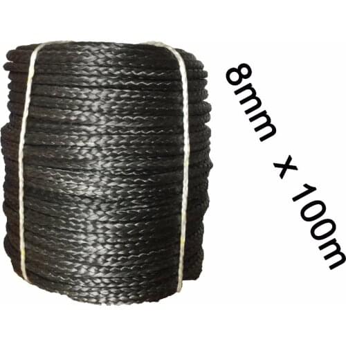 Free Shipping 8MM 100M 12 Strand Extreme UHMWPE Synthetic Rope Winch Line Factory Direct Sale