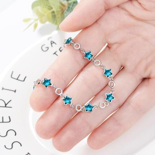 WANGAIYAO bracelet female Japanese and Korean style simple blue five-pointed star artificial crystal hand jewelry sweet star jew