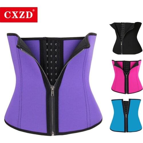 CXZD Women Waist Trainer Corset Zipper Hook Shapewear Double Control Body Shaper Tummy Fat Burning Waist Cincher