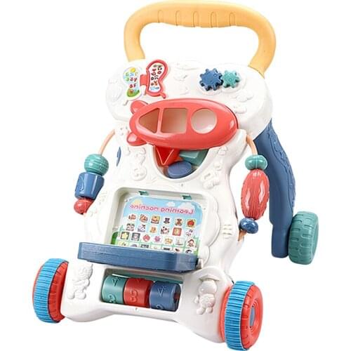 Multifunctional Baby Walker Anti-Rollover Sit-to-Stand Walker Stroller with Activities Music Toys Push Pull Walking for Babies