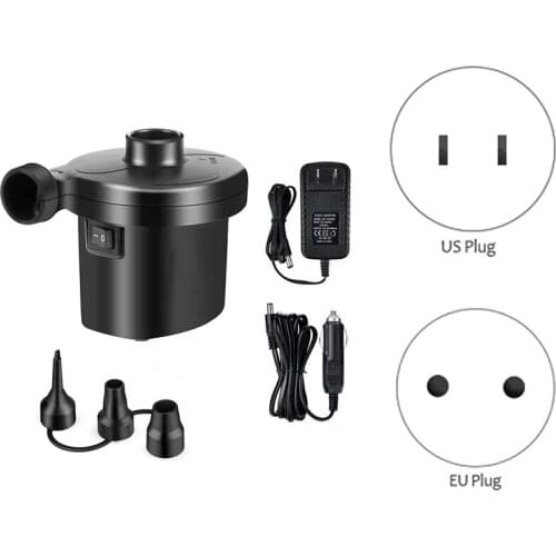 Electric Inflatable Pump Quick Air Filling Compressor with 3 Nozzles for Car Air Mattress Camping Boat Cushion