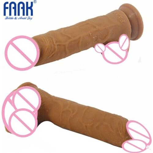 FAAK 23*4.3cm huge realistic Flexible Dildo medical Silicone Penis with Suction Cup Sex Toys Dong for Woman Adult Sex Products
