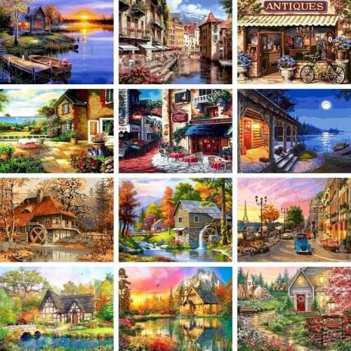 Gatyztory Frame Scenery Painting By Numbers Adults Kids Acrylic Paints Handpainted Kits Canvas Drawing Unique Gift Wall Home Dec