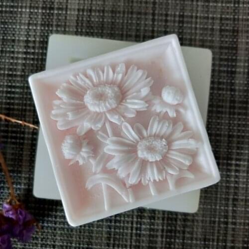 HC0132 PRZY Daisy Square Soap Flower Silicone Mold Dandelion Flowers Soap Molds Gypsum Chocolate Candle Candy Mold Clay Resin
