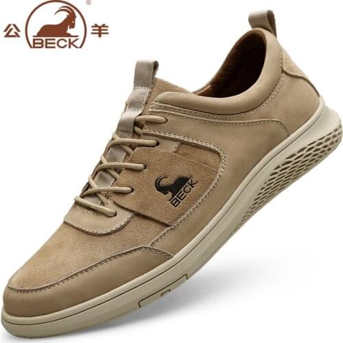 Beck 2020 classical men outdoor casual shoes lace up breathable genuine leather skateboard sneaker driviing shoes