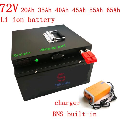 72V 20Ah 35ah 40Ah 45ah 55ah 65ah Lithium ion battery with BMS for three-wheeled vehicle scooter electric bike+5A Charger