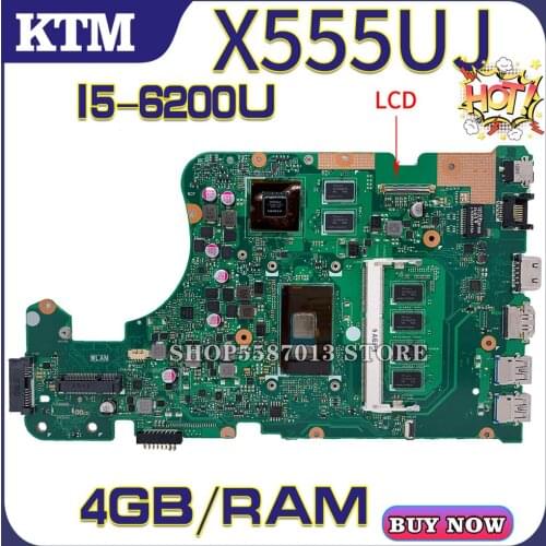 For ASUS X555U F555U X555UJ A555U X555UF X555UQ laptop motherboard X555UB mainboard test OK I5-6200U cpu GT940M/2G 4GB-RAM