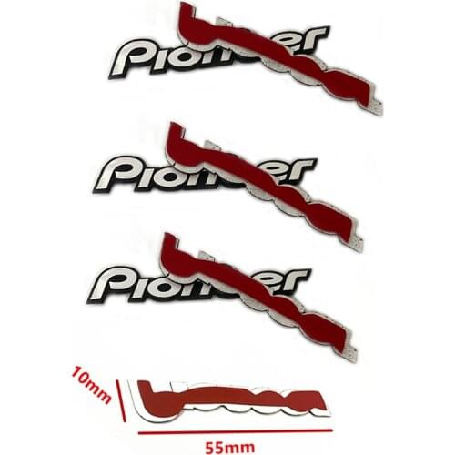 10pcs 3D Metal Sticker 55mm X 10mm Aluminum Hi-Fi Speaker Audio Stereo Badge Emblem Decal Car Styling Accessories For Pioneer