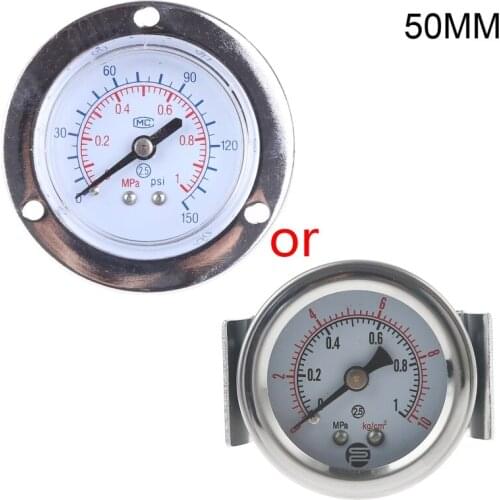 0~1.0MPa 0~150psi Metal Pressure Gauge with Bracket Panel Type Double Scale Display 1/8 or 1/4 Interface Thread Pressure Gauge