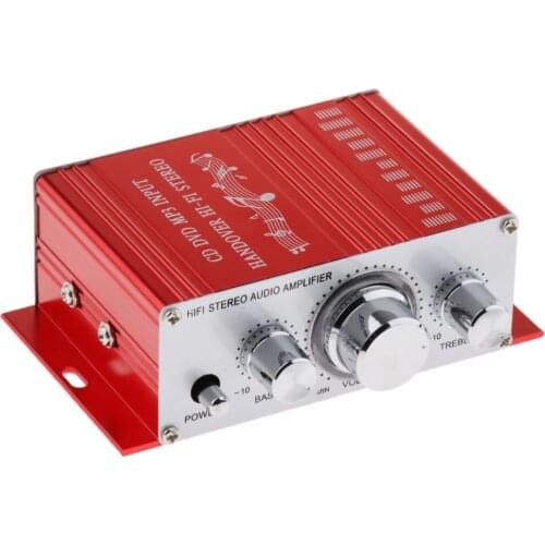 Mini Hi-Fi Stereo Amplifier Amp Radio MP3 20W 12V For Car Home System-Red