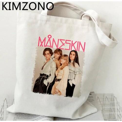 Maneskin shopping bag reusable jute bag cotton bolso canvas shopper bag foldable reusable custom