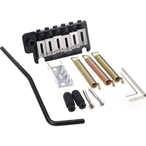 Musiclily Pro 52.5mm Steel Saddles Full Block 2-Stud Style Guitar Tremolo Bridge for American Strat , Black