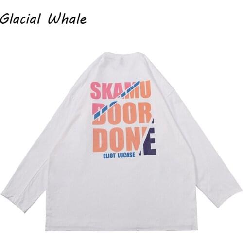 GlacialWhale Long-sleeved Mens New 2021 Autumn Solid color Simplicity T-shirt Male Streetwear Round neck Trendy Mens Clothing