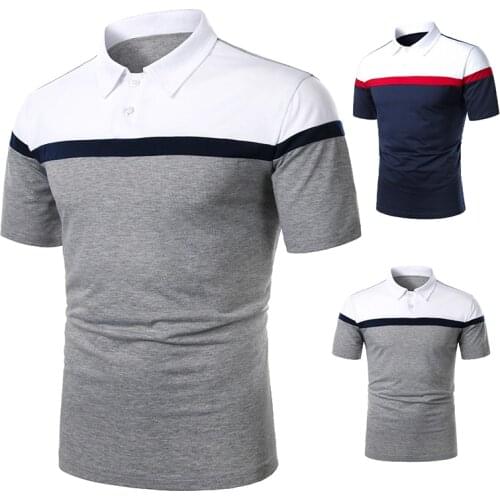 Short Sleeve Men Polo Shirt Mens Short Sleeve Polo Three Stripe Color Fashion Match Mens Matching Color