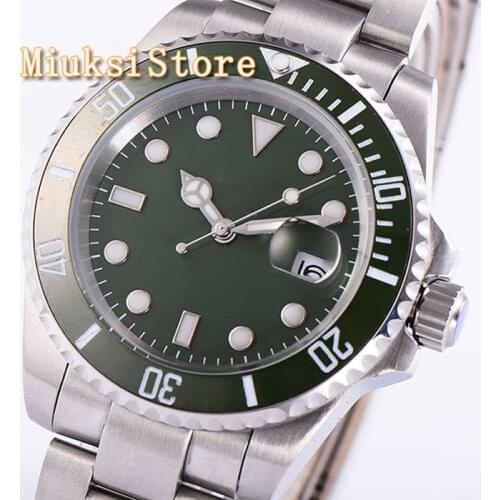 40mm green Sapphire Crystal pour acier inoxydable Poignet Analogique montres Hommes Marque Horloge Waterproof woman man watch
