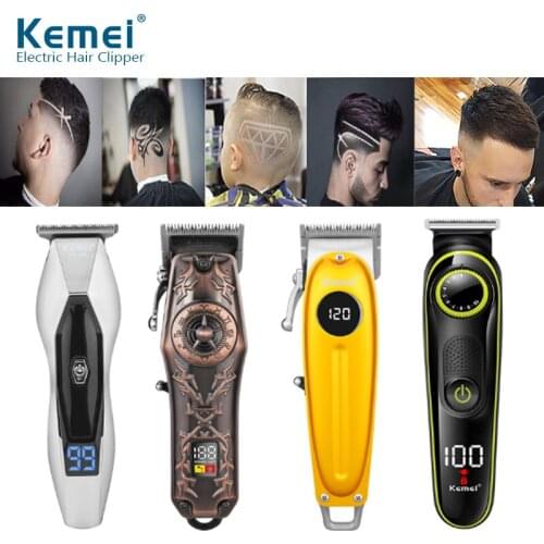 Mens Trimmer Kemei Electric Hair Clipper Wireless Rechargeable Hair Trimmer Hair Styling Machine Styler With 4 Limit Comb 38D