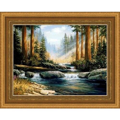 Embroidery Needlework Crafts 14CT Unprinted DIY Quality Cross Stitch Kits Handmade Arts Rivers in oil painting landscapes
