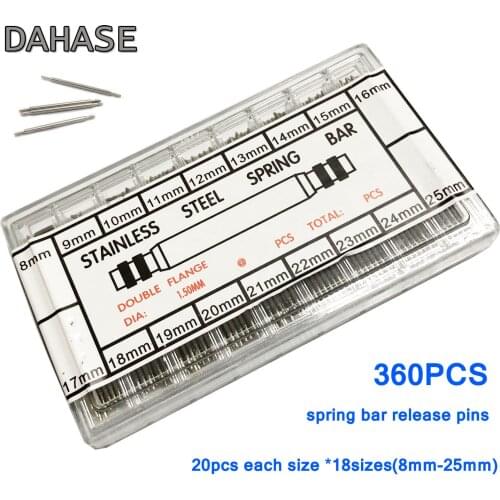 360pcs 8mm 9 10 11 12 13 14 15 16 17 18 19 20 21 22 23 24 25mm Watch band Release Pin Watch Repair Tool Kit Set Spring Bar Pin