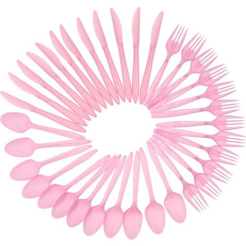 36 Pieces Unicorn Disposable Party Tableware Set Pink Plastic Forks Spoons Knifes for Birthday Party BBQ Supplies