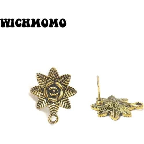 New Fashion 21mm 10pieces/bag Zinc Alloy Gold Sun Flowers Earring Base Connectors Linkers for DIY Earring Jewelry Accessories