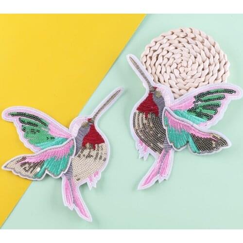 New 1Pcs 3D Paillette Sequin Embroidery wing Birds Patch Applique Sew on Clothes Shirt Docarate Accessory Patchwork Diy
