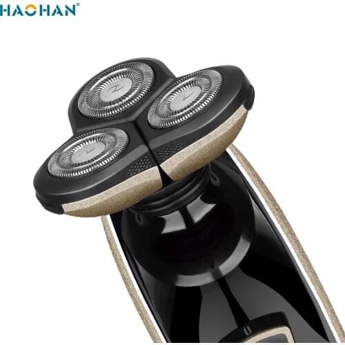 2020 New Products Razor Haohan Brand 2 in 1 Beard Hair Trimmer Triple Blades Waterproof Electric Rotating Blade Shaver For Men