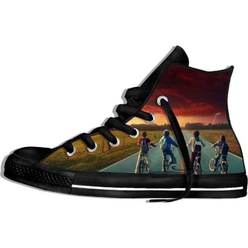 Stranger Things Friends Don't Lie Novelty Design Fashion Lightweight High Top Canvas Shoes Men Women Casual Breathable Sneakers