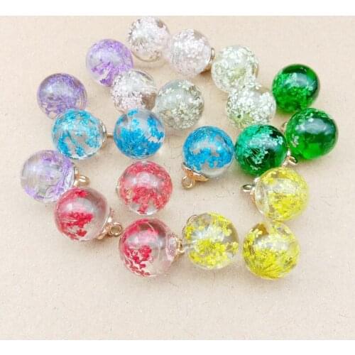 New Arrival 30pcs 21*16MM Round Shape Glass Crysal Dry Flower Necklace Pendants DIY Jewelry Findings Ornament Accessories Charms