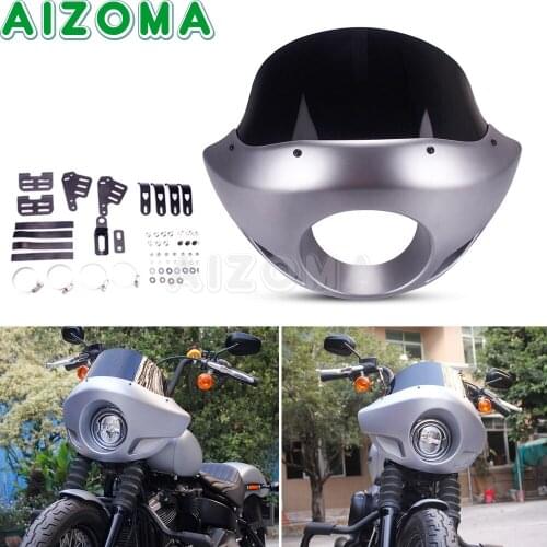 Motorcycle Headlight Fairing Windscreen Universal For Harley Sportster Bobber Chopper 5 3/4" Front Head Lamp Cowl Fork Mount
