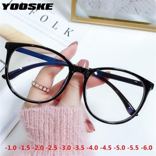 YOOSKE -1.0 1.5 2.0 2.5 3.0 3.5 to -6 Finished Myopia Glasses Women Men Oversized Glasses Frame Nearsighted Prescription Eyewear