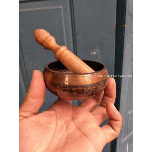 RareTibetan Copper Singing Bowl With a Wooden Stick buddha Bowl ,Handwork,Free shipping
