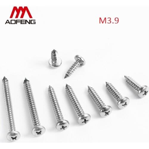 3.9mm Cross Recessed Pan Head Self Tapping Screws M3.9 x 6.5 8 9.5 13 16 19 50 60 Pan Head Philips Self Tapping Screws