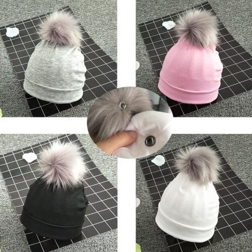 Kids Cotton Hats Baby Detachable Pom Pom Photo Props Newborn Childrens Kids Hat Boy Accessories Toddler Girl Cap Bonnet Hat
