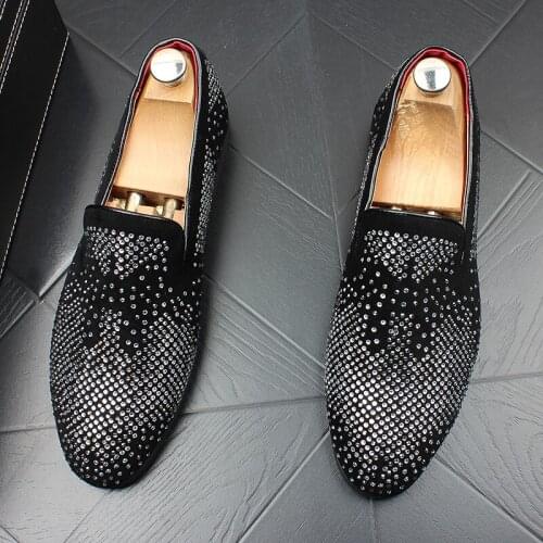 2021 New Pointed Toe Luxury Rhinestone Gentleman Flat Oxford Shoes For Men Moes Zapatos De Novio