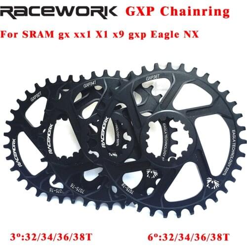 RACEWORK Bike Chainwheel MTB GXP compatible with SRAM GXP XX1 X9 XO X01 gxbicycle chain, narrow and wide sprocket 32T34T36T38