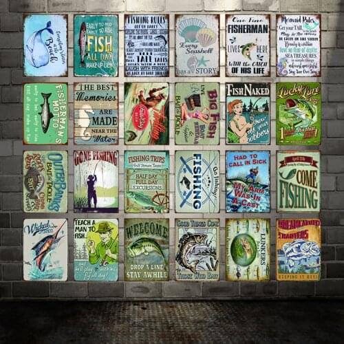 [ WellCraft ] Fishing tool Rule Metal Signs Posters Vintage Wall Plaque Custom Pub Decor WX18