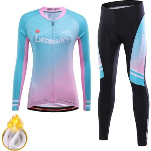 Pro Team Winter Thermal Fleece Cycling Clothes Women Long Sleeve Riding Suits Outdoor Mountain Bike Jersey Set Mtb Bicycle Wear
