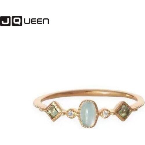 S925 Sterling Silver Natural Aquamarine Ring Female Gemstone Coral Stone Ring