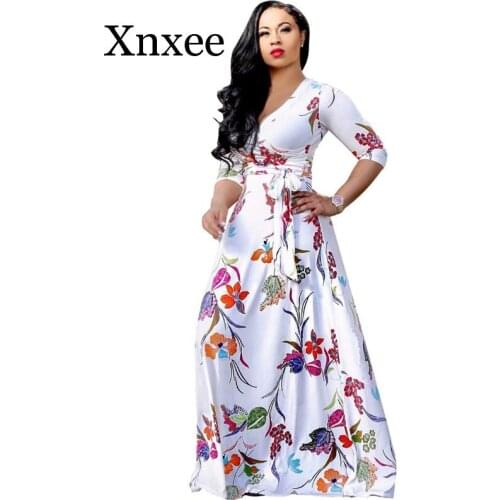 Plus size vintage pinup long maxi dress 2020 autumn sexy v neck large size tunic evening party vestidos femininos robe femme hot
