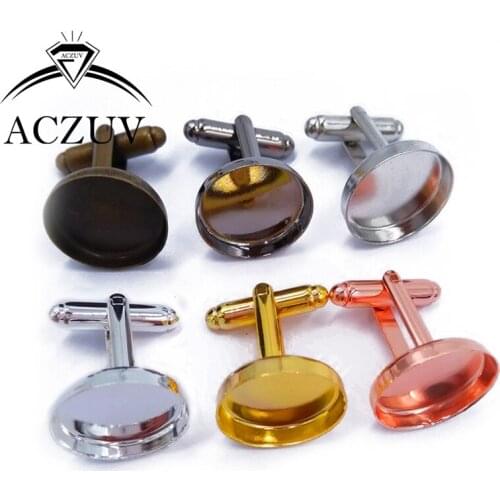 100Pcs Copper Metal 12-25mm Round Bezel Blank Cufflinks Blanks Findings Gem Glass Cabochon Settings Cuff Links CL001
