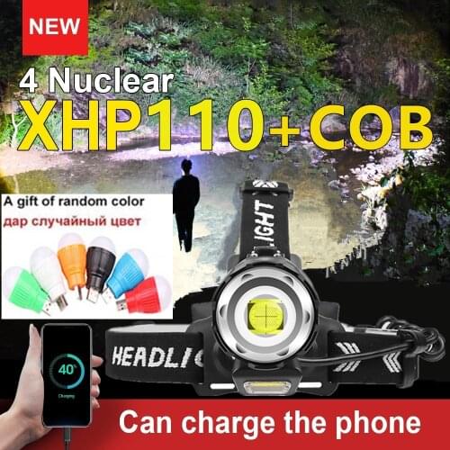 1000000LM XHP110 Powerful Lantern Headlamp XHP90.3 LED USB Flashlight XHP70 Headlight Rechargeable18650 Zoom Head Torch Light