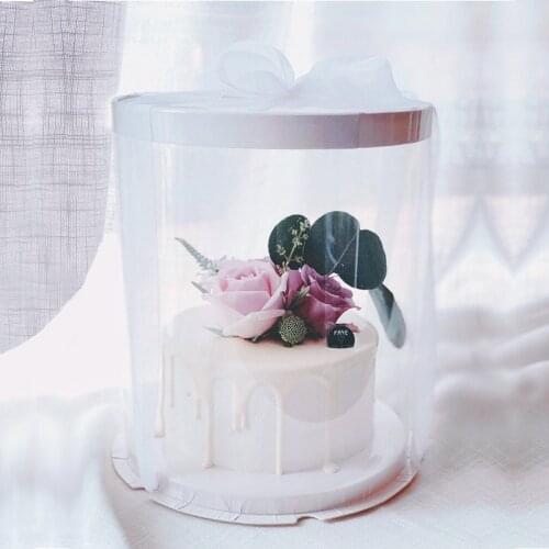 2pcs 22*23cm Plastic PET Clear Cylindrical White 2 Tier Cake Box Gift Flower Toy Dushproof Package