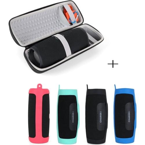 New 2 in 1 Hard EVA Carry Zipper Storage Box Bag+ Silicone Cover Case for JBL Charge 4 Bluetooth Speaker For JBL Charge4 Column