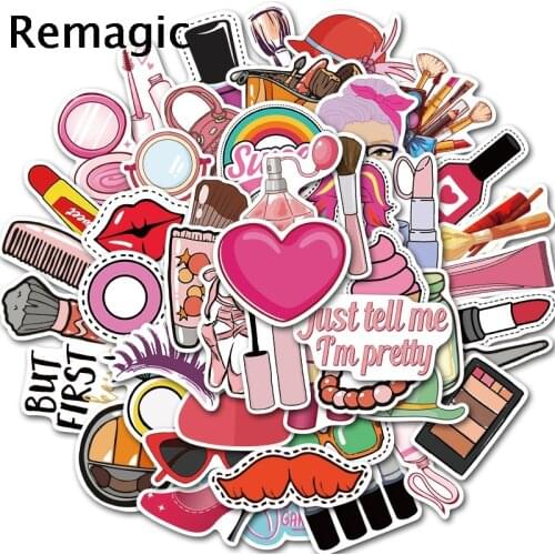 50pcs Funny girl cosmetics DIY Stickers pack anime vintage paster cosplay scrapbooking phone laptop decoration gift accessories