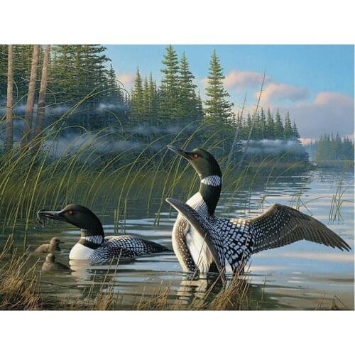 5D DIY Full Drill Diamond Embroidery Wild Duck Diamond Painting Birds Pictures of Rhinestone Crystal Vintage Home Decor FH1112