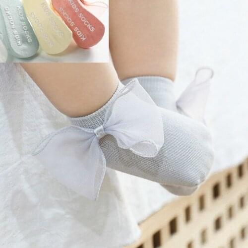 6pcs=3pair Baby Socks Spring And Summer New Butterfly Antiskid Floor Girl 0-3Year Princess Angel Socks Breathable Matching Dress