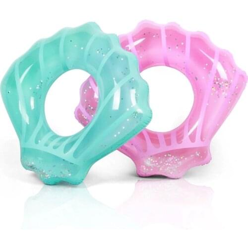 80cm 90cm 110cm Gaint Shell Swim Ring With Sequins Pool Inflatable Toys Baby Float Swimming Ring Inflatable Pool Float Boia